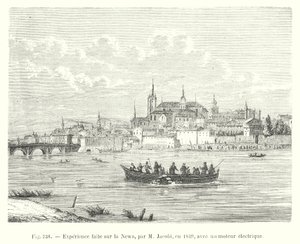Experience faite sur la Newa, par M Jacobi, en 1839, avec un moteur electrique (incisione) da European School