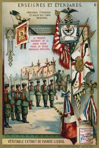 Primo Reggimento delle Guardie Russe in rassegna con bandiere spiegate
