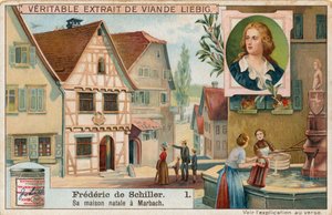 Friedrich Schiller, cartolina Liebig, inizio XX secolo (cromo) da European School