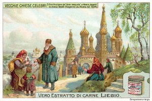 Distribuzione delle elemosine pasquali davanti alla Cattedrale di San Basilio, Mosca da European School