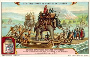 Annibale attraversa il Rodano con il suo esercito e gli elefanti, 218 a.C. da European School
