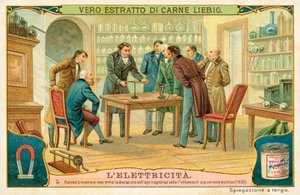 Hans Christian Oersted mostra ai suoi amici la deviazione dell