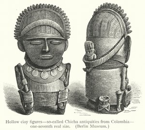 Figure di argilla vuote, cosiddette antichità Chicha dalla Colombia