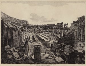 Interno del Colosseo a Roma, scavato nel 1813 e aperto nel 1814 da European School