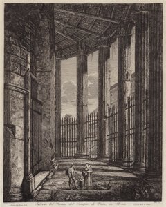 Interno del portico del Tempio di Vesta, Roma, Italia (incisione) da European School
