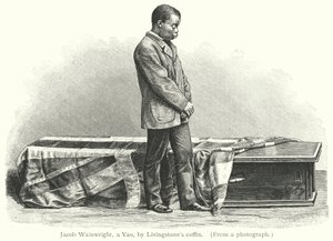 Jacob Wainwright, un Yao, accanto alla bara di Livingstone da European School