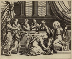 Gesù Cristo unto da una donna peccatrice a casa di Simone il Fariseo da European School