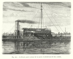 Il Brazil, nave corazzata della marina brasiliana, vista del forte centrale da European School