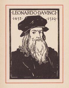 Leonardo da Vinci, polimatico italiano del Rinascimento (litografia) da European School