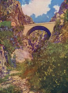Mentone, Le Pont St-Louis (litografia a colori)