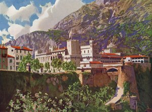 Monaco, Palazzo dei Principi (litografia a colori) da European School
