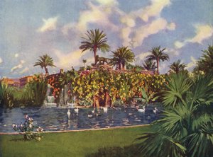 Nizza, La Grotte du Jardin Public (litografia a colori) da European School