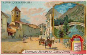 Piazza della Vecchia Chiesa e un ponte sul Rio Valira