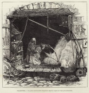 Un ebreo di Gerusalemme pulisce cotone secondo un vecchio procedimento da European School