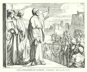 Paolo predica ad Antiochia, Atti, cap xvii, versetto 22 (incisione) da European School
