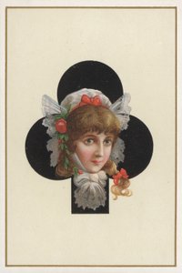 Ritratto di ragazza su una carta da gioco (litografia a colori) da European School