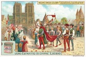 Processione che lascia Notre Dame de Paris durante il regno di Carlo VII di Francia