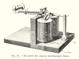 Recepteur des signaux du telegraphe Morse (incisione) da European School