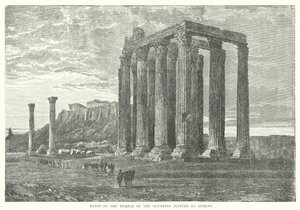 Rovine del Tempio di Zeus Olimpico ad Atene (incisione) da European School
