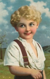 Ragazzo sorridente (litografia a colori)
