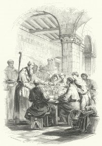 San Eligio che serve cibo ai poveri (incisione) da European School