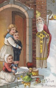 Biglietto di auguri per la festa di San Nicola (chromolitho) da European School