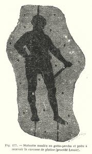 Statuetta modellata in gutta-percha e pronta a ricevere la carcassa di platino, procedimento Lenoir da European School