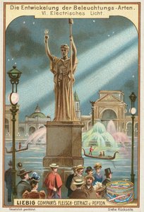 Lampioni, cartolina Liebig, inizio XX secolo (cromo) da European School