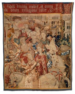Frammento di arazzo con dame e gentiluomini a cavallo, o Paride che ritorna con Elena, o Il Ritorno dalla Campagna da European School