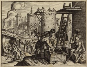 Gli ebrei ricostruiscono le mura di Gerusalemme (incisione) da European School