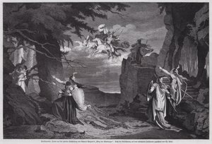 La cavalcata delle Valchirie, scena da Die Walkure, la seconda opera di Der Ring des Nibelungen di Richard Wagner, eseguita al Teatro Nazionale, Monaco da European School