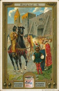 La storia di Roland, cartolina Liebig, inizio XX secolo (cromo) da European School