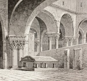 Tomba di Goffredo di Buglione nella Chiesa del Santo Sepolcro, Gerusalemme, c.1880