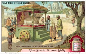 Idolo trasportabile di Vishnu con il bue Rama da European School