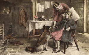 Bambina malata (litografia a colori) da European School