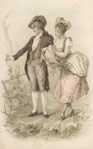Coppia che cammina (litografia a colori) da European School
