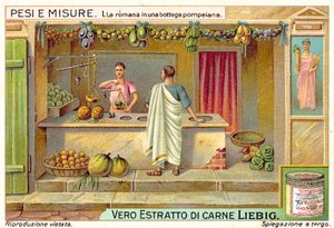 Pesatura della frutta in un negozio a Pompei da European School