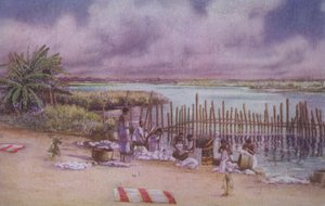 Donne che lavano i loro vestiti nel fiume, Nord Africa da European School