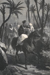 Cervantes cavalca un cavallo con una donna in un