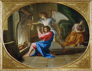 La prima notte di nozze di Tobias e Sara - la prima notte di nozze ... da Eustache (studio of) Le Sueur