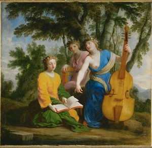 Melpomene, Erato e Polimnia ... da Eustache (studio of) Le Sueur