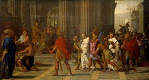 San Gervasio e San Protasio portati davanti ad Astasio, rifiutano di sacrificare a Giove da Eustache Le Sueur