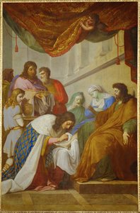 Saint Louis soignant les malades - Saint Louis ... (dipinto su tela) da Eustache Le Sueur