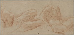 Due studi di un uomo nudo sdraiato da Eustache Lesueur