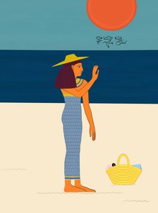 Giornata in spiaggia con i geroglifici, 2020-24 circa (arte digitale) da Evan Sklar