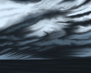Cielo e oceano blu, 2020-24 circa (arte digitale) da Evan Sklar