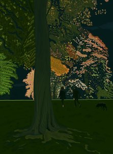 Cane a spasso di notte (arte digitale) da Evan Sklar