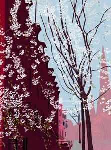 Garfield Place, Spring, Brooklyn, 2020-24 circa (arte digitale) da Evan Sklar
