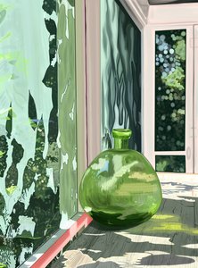 Vaso verde in veranda, Brooklyn (arte digitale)