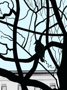 Falco su un ramo in città (arte digitale) da Evan Sklar